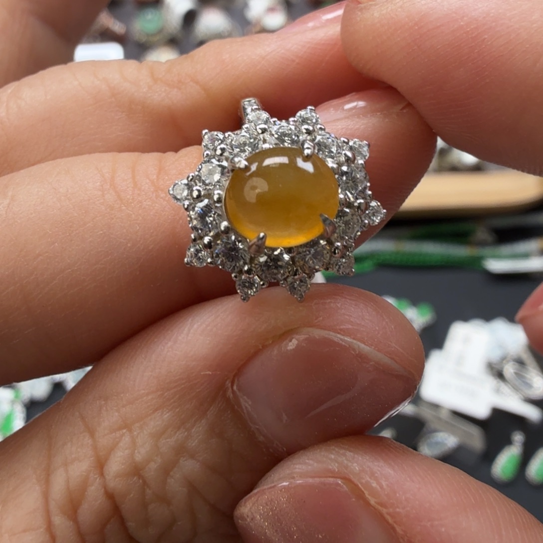 翡翠银S925镶嵌戒指8039