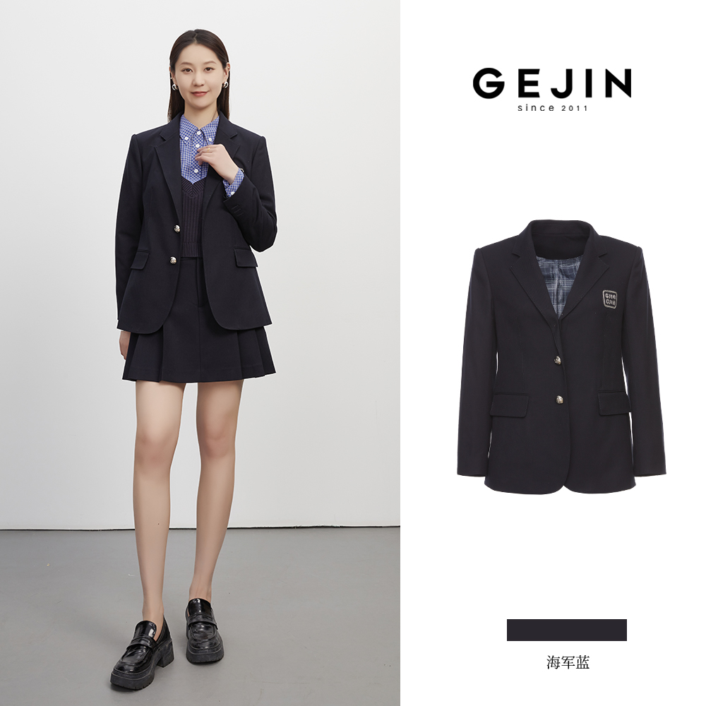 GEJIN/歌锦时尚新款单排扣修身职业缎面学院风正装9332570382