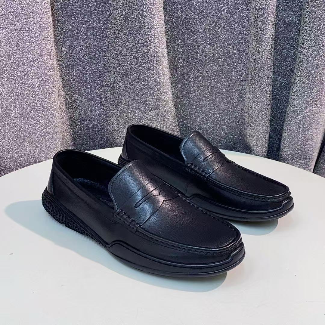 【表弟严选】C2613 黑色 高端真皮休闲商务一脚蹬男士皮鞋