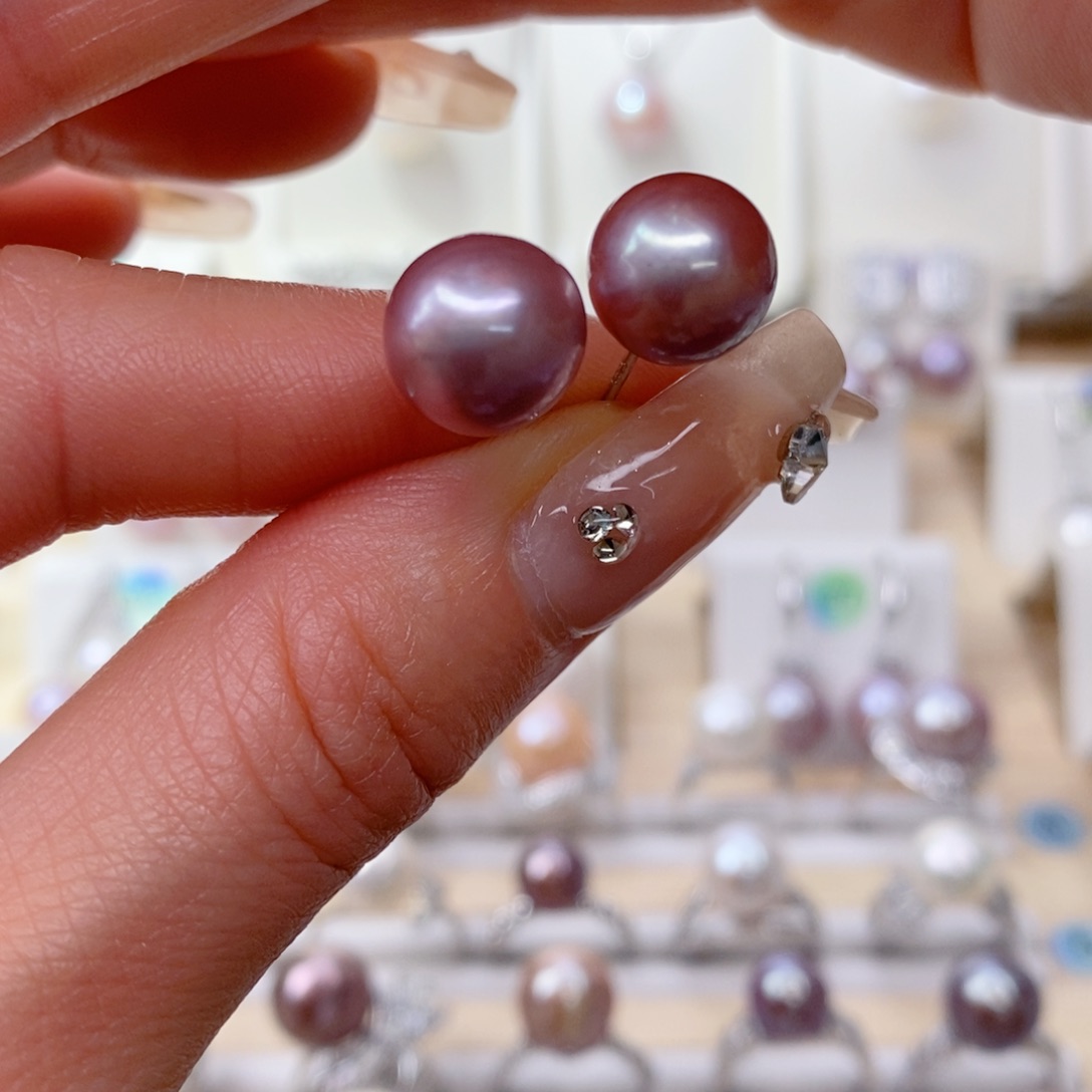 淡水珍珠耳饰银S925镶嵌
