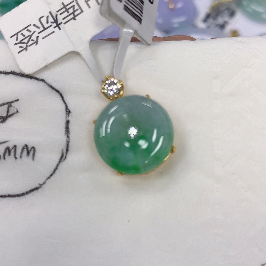 颈饰银S925镶嵌翡翠天然缅甸a货翡翠百元以上九米证书费自理