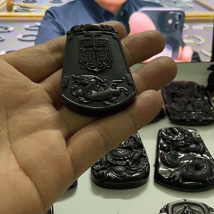 翡翠手链未镶嵌仿古无事牌