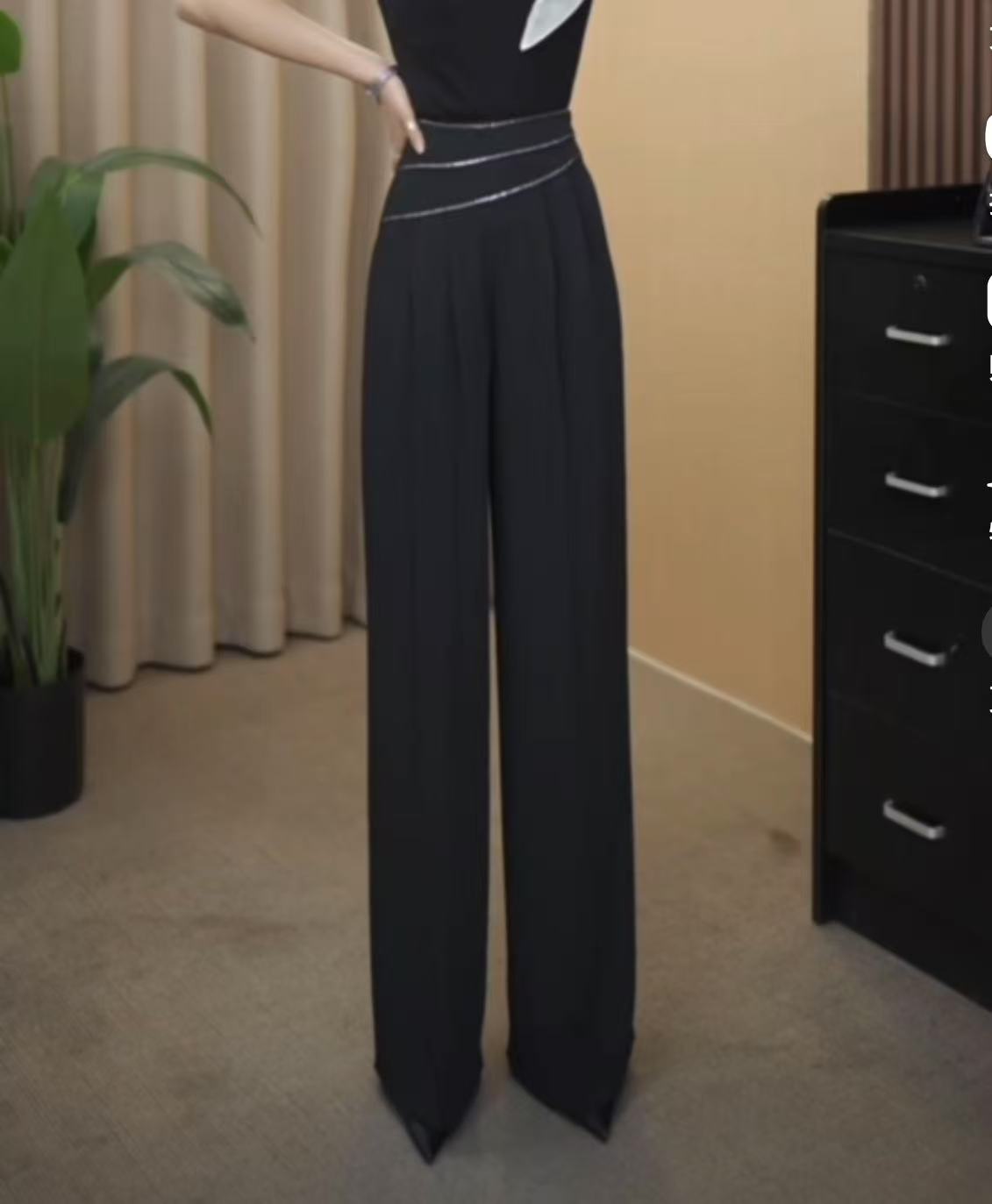 蜜妍婵-2025秋季新款直筒休闲裤高腰垂感气质百搭跳舞裤-7795