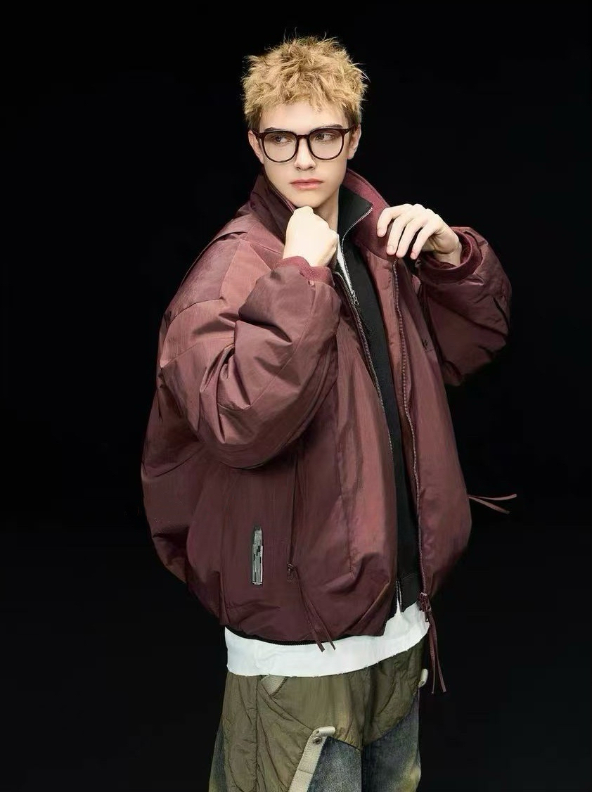 立领羽绒衣撞色拼接外观散口内里收口情侣韩版保暖休闲潮流港风