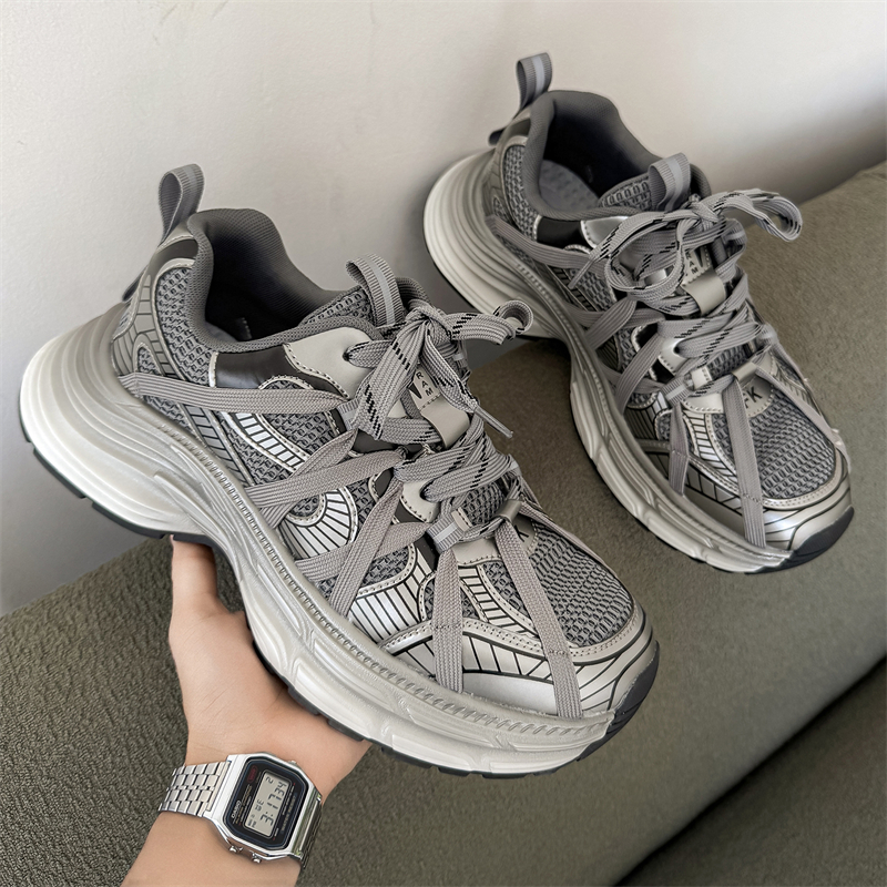 新款 时尚男款老爹鞋内增高潮流百搭男鞋休闲网面潮鞋