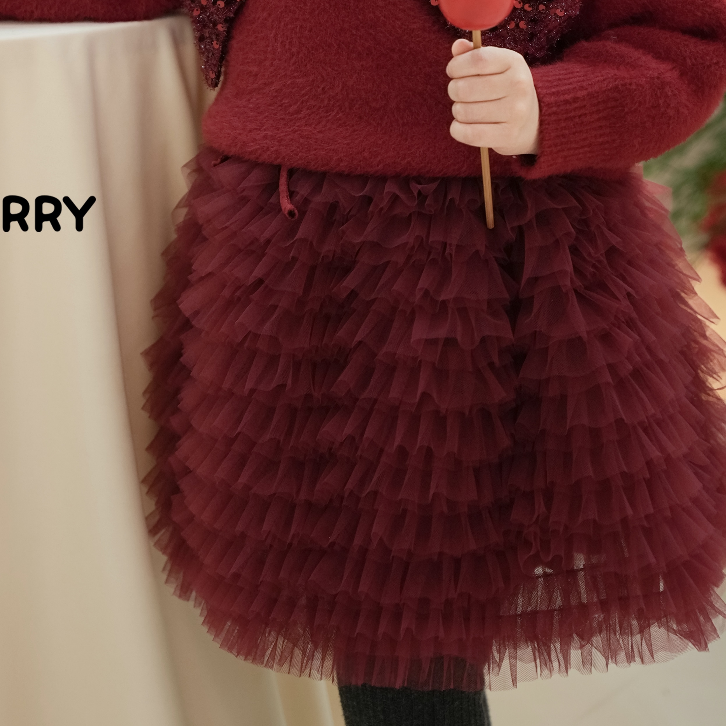 【金樱桃】小童亲子红色仙女蓬蓬裙91316