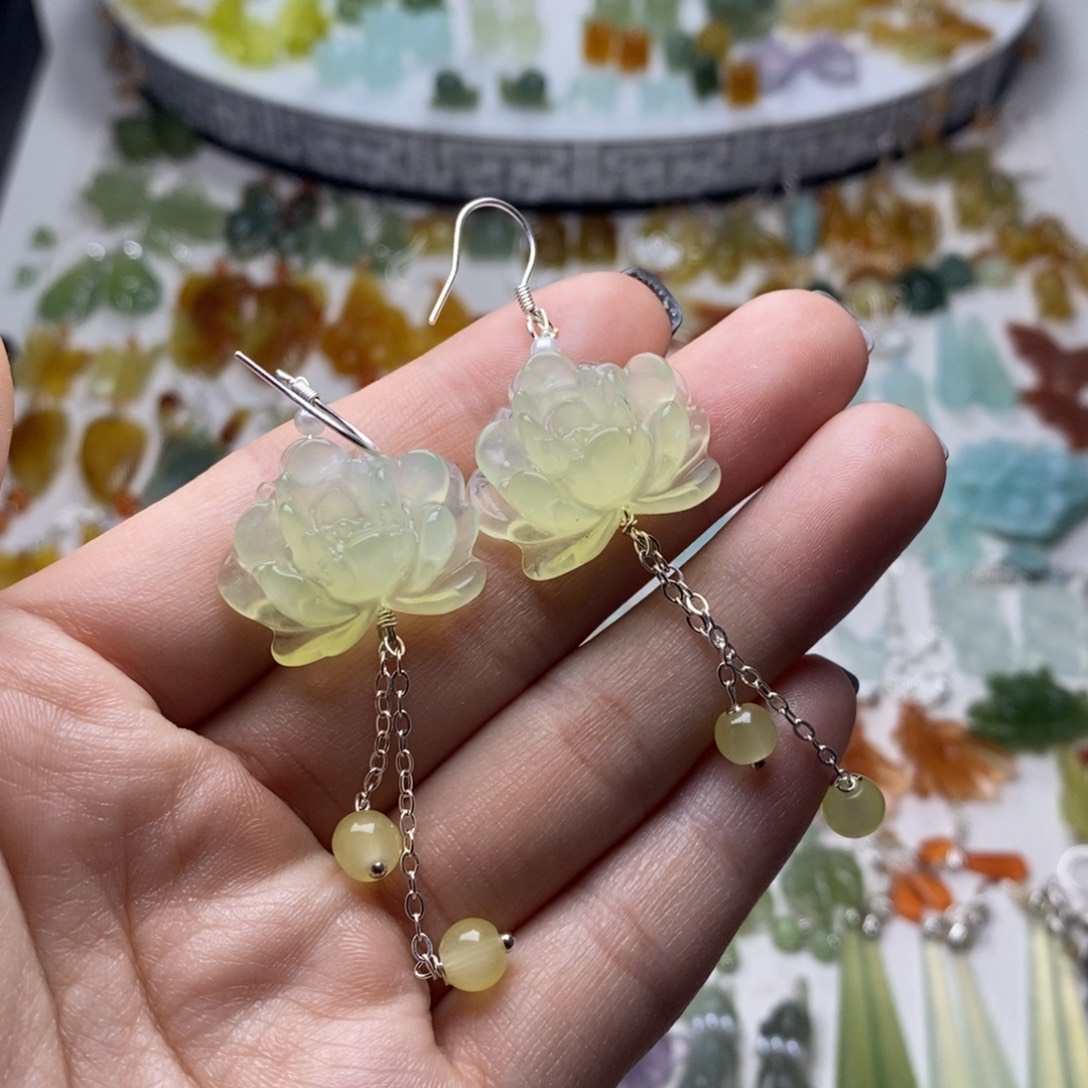 蛇纹石玉合金耳饰/颈饰