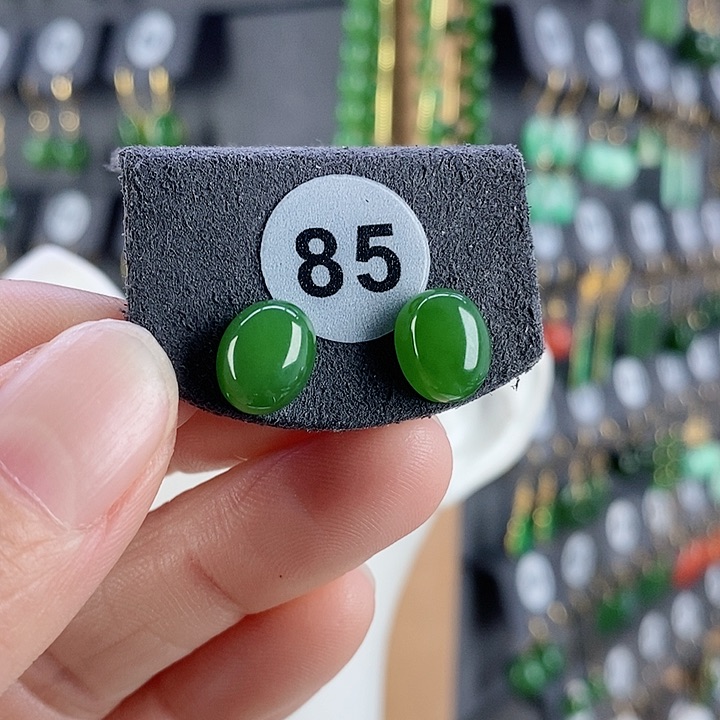 和田玉耳饰18K金镶嵌