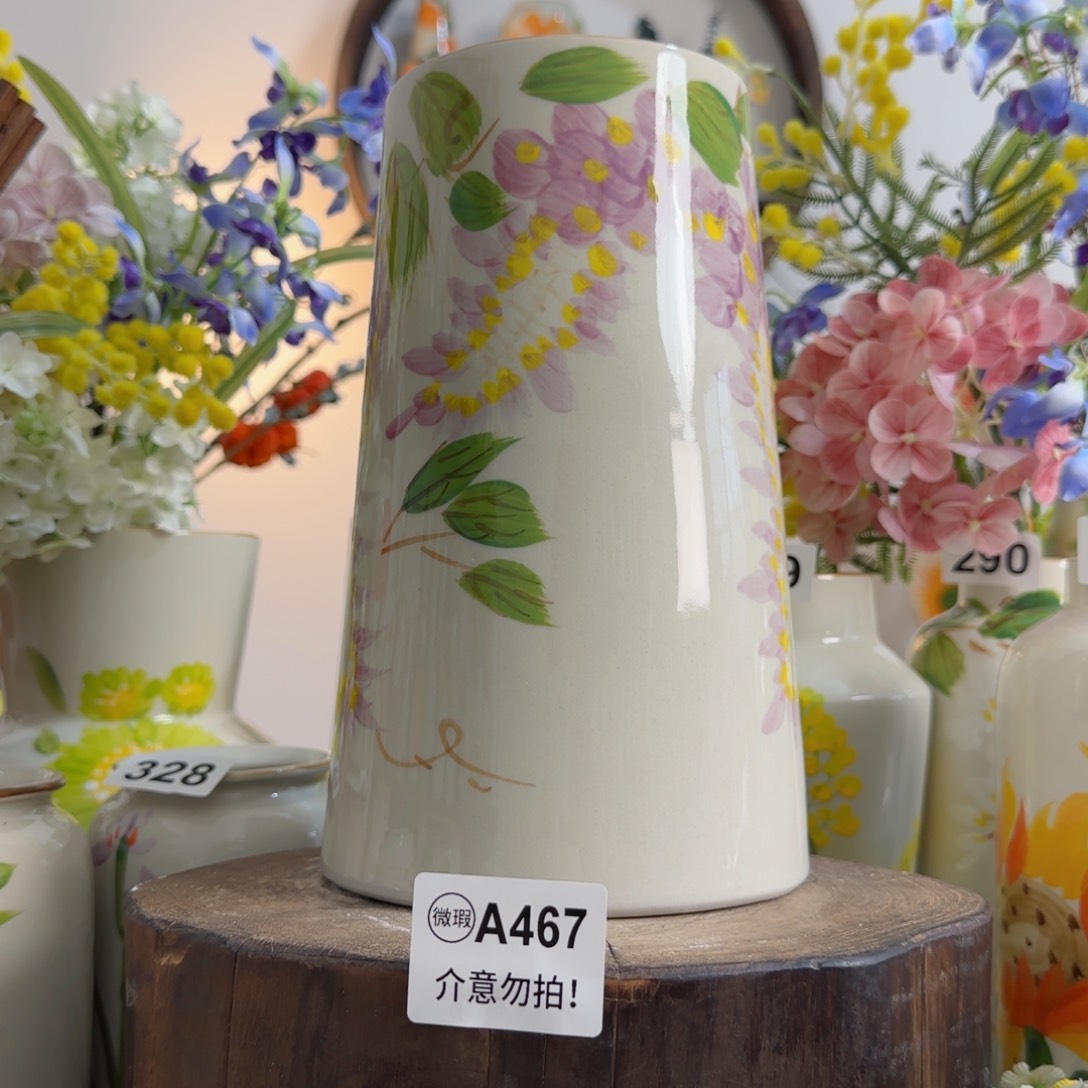 摆件景德镇陶瓷手绘小花瓶摆件无孔