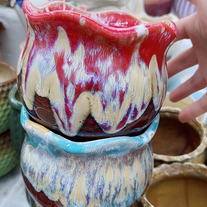 多肉绿植陶瓷花盆9.9包邮，有孔