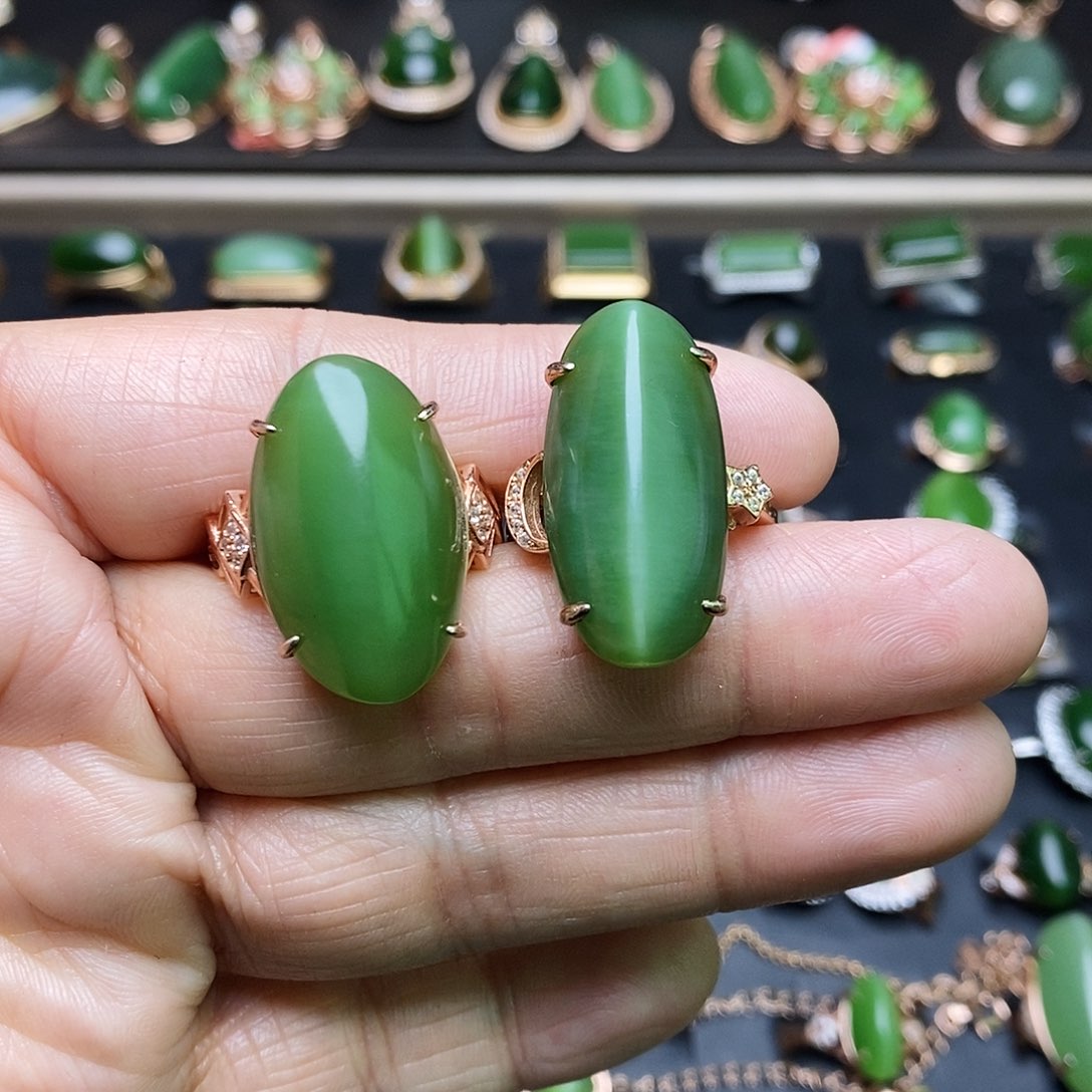 和田玉（碧玉）戒指银S925镶嵌西**姐