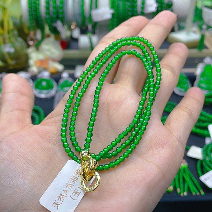 翡翠颈饰未镶嵌E**n圆珠项链3