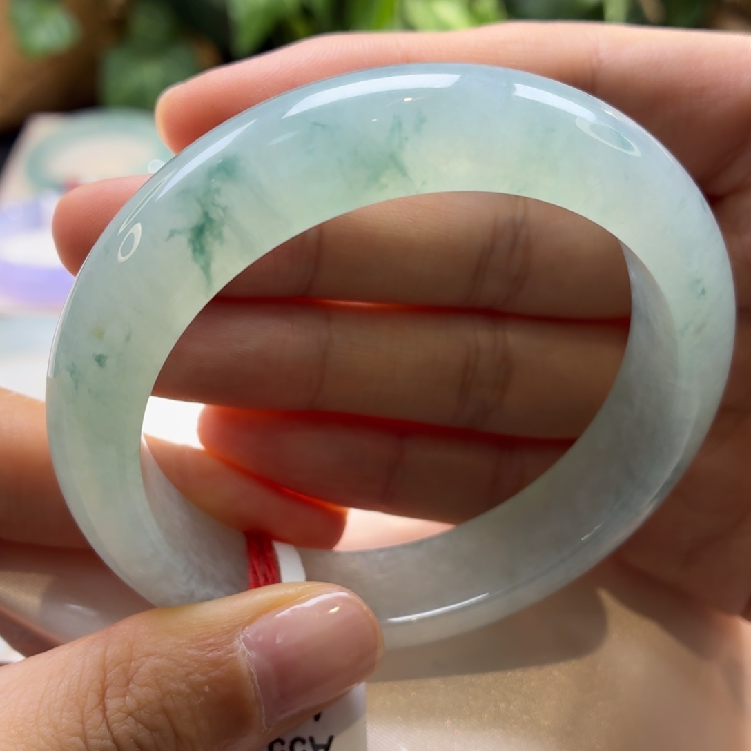 翡翠未镶嵌手镯冰飘花小包容6