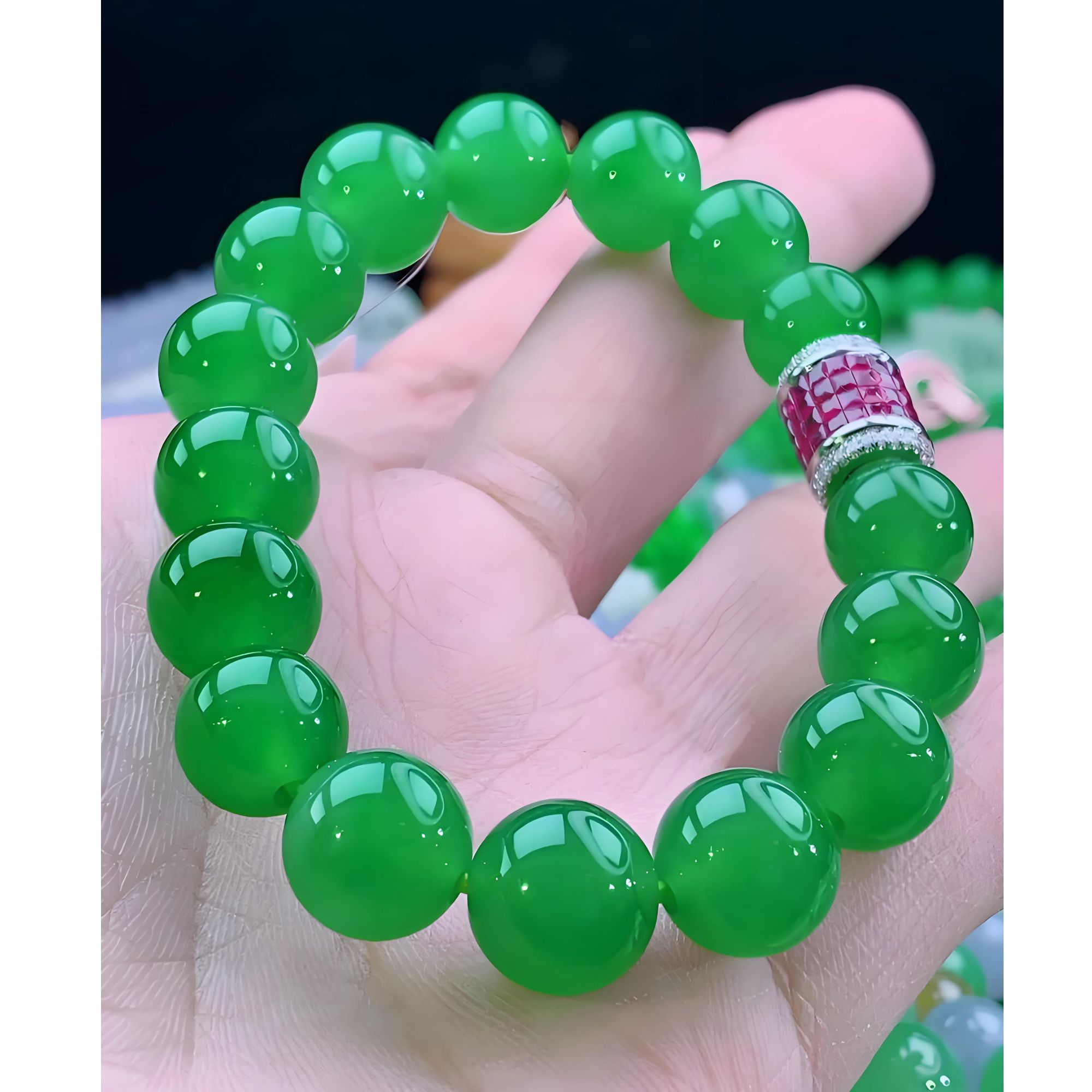 天然翡翠手串珠串（参考链接）勿拍