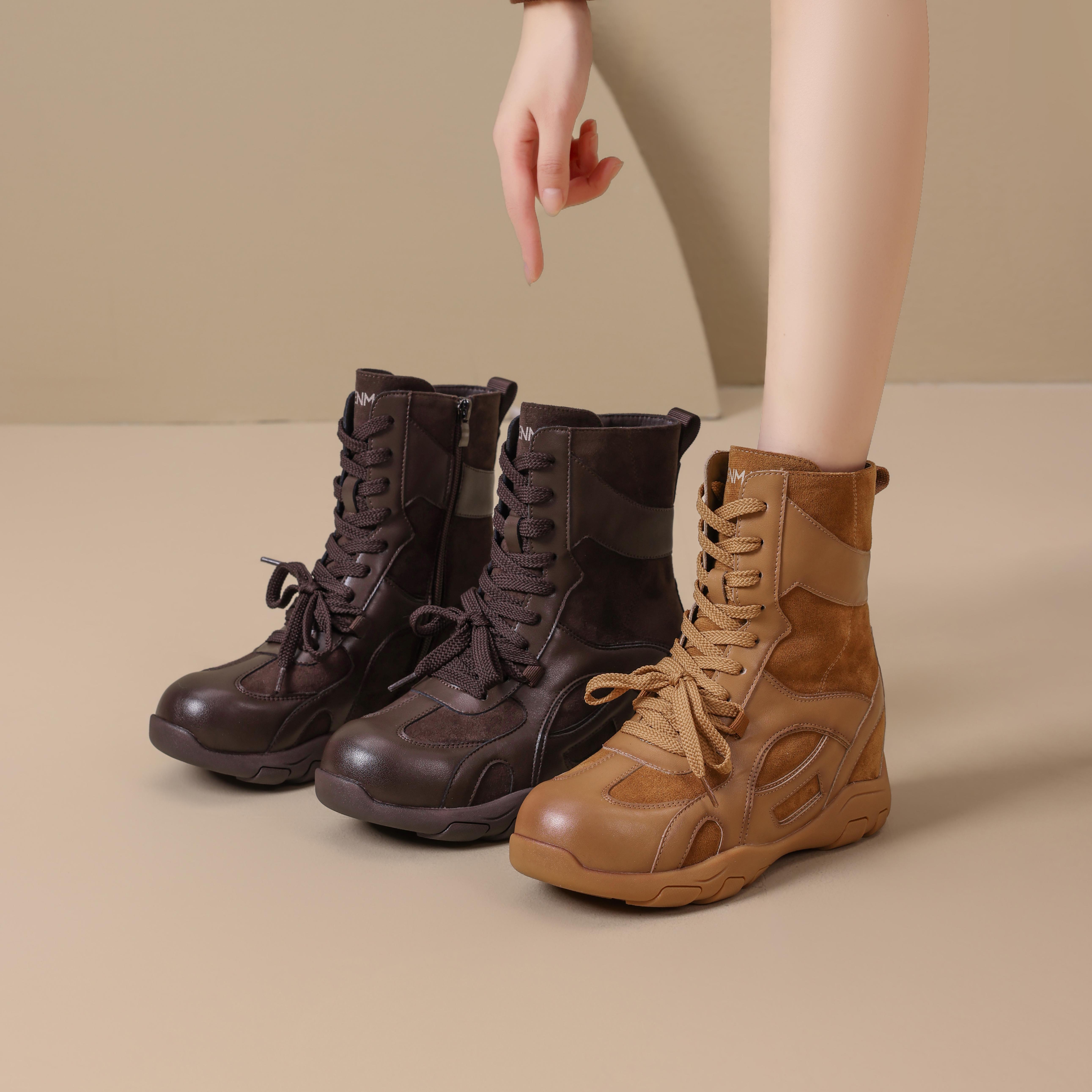 冬季休闲马丁靴中筒厚底女单靴复古时尚保暖侧拉链