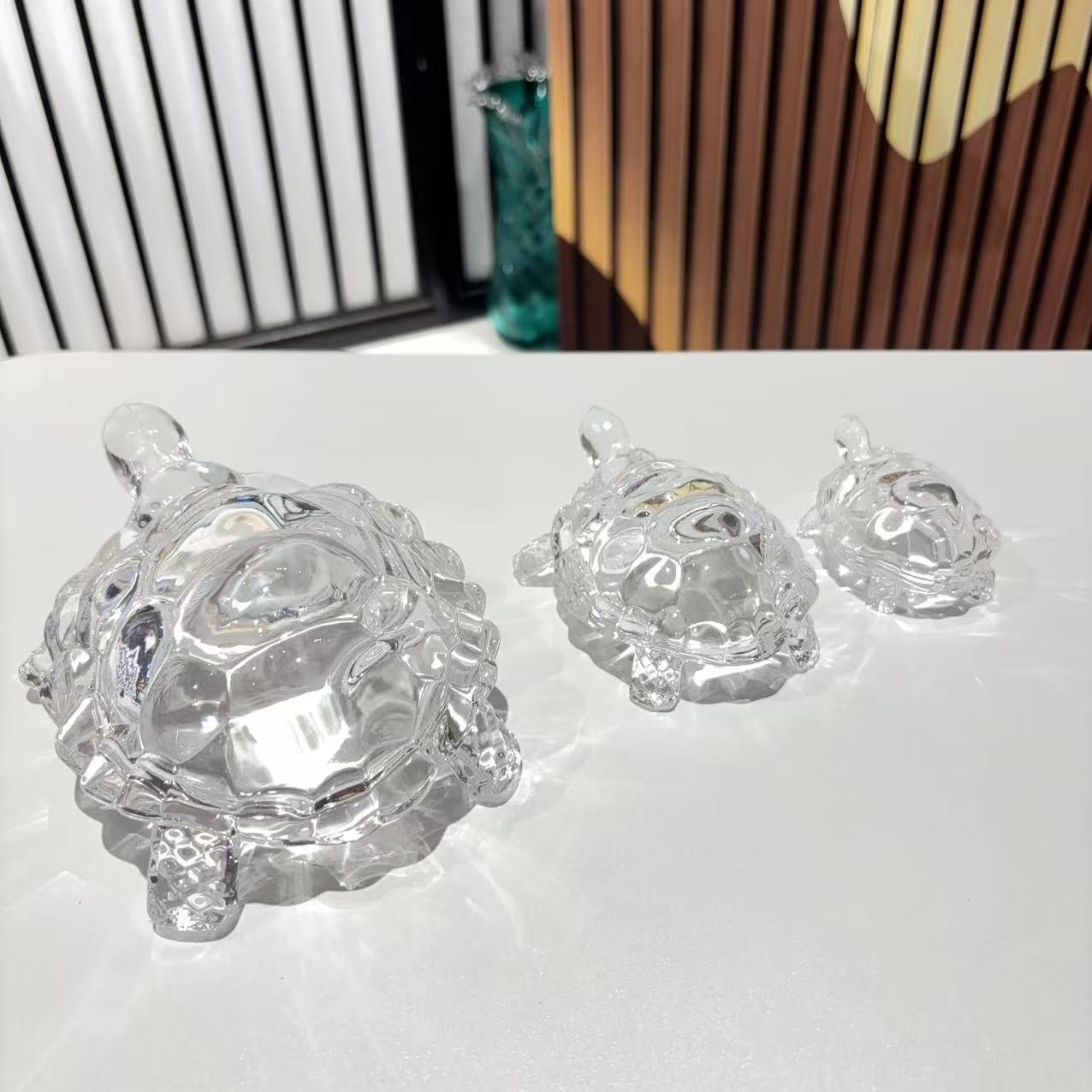 【SRT】大号18厘米乌龟摆件桌面玄关送礼乔迁可爱透明创意精致