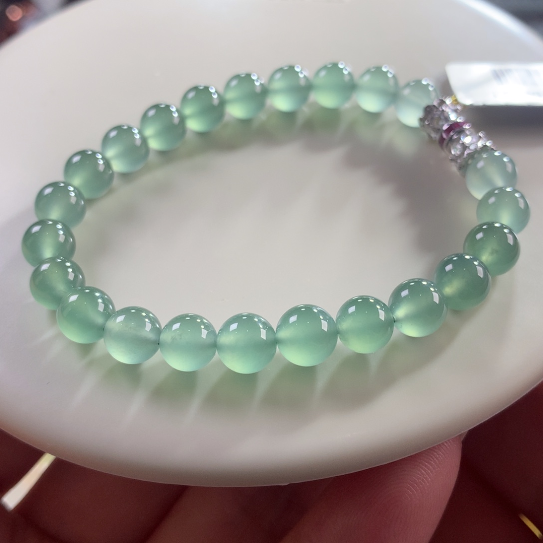 翡翠未镶嵌手链翡翠玻璃钢晴绿卡7+