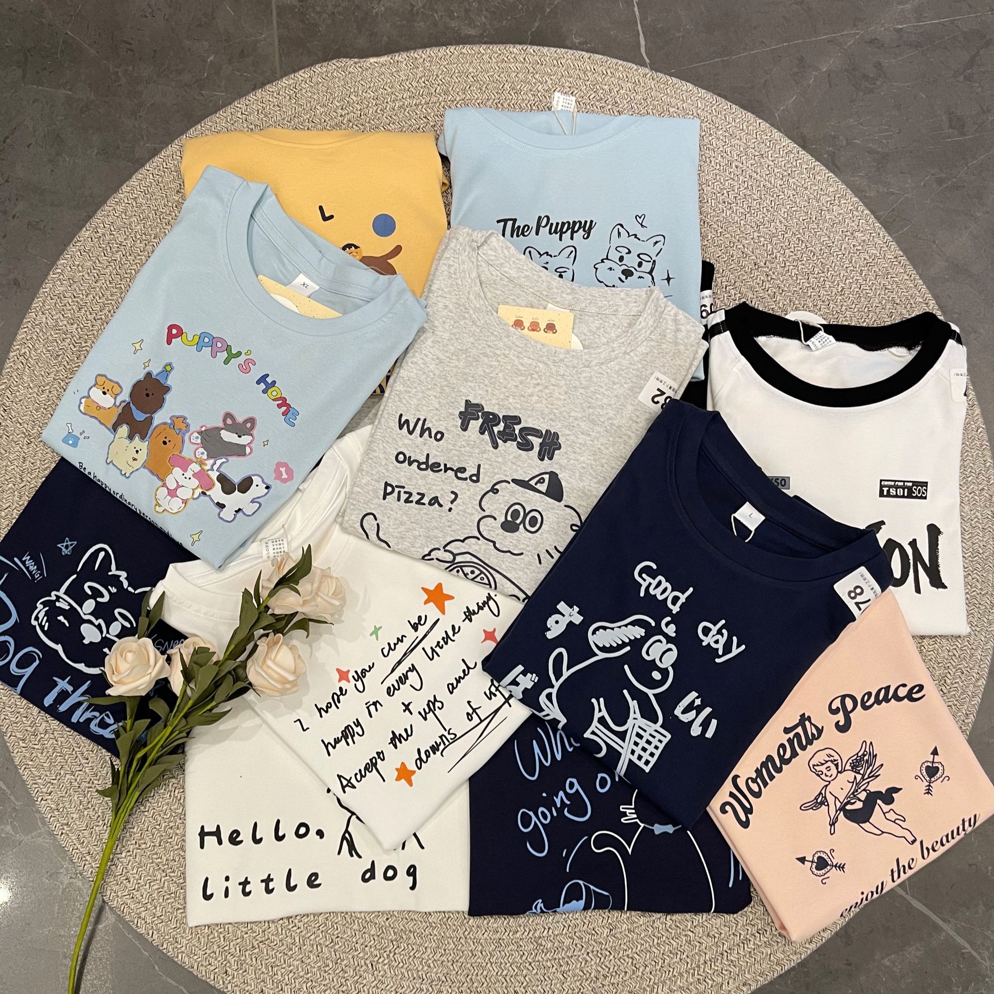 【Luyouti】甜辣正肩修身短袖多巴胺t恤女