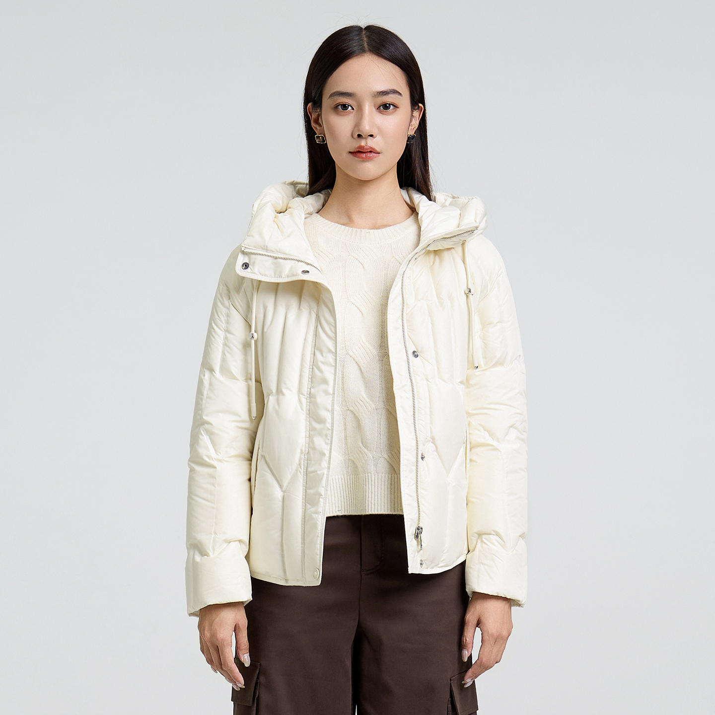 冬款休闲时尚宽松羽绒服简约保暖连帽ESDYOC998