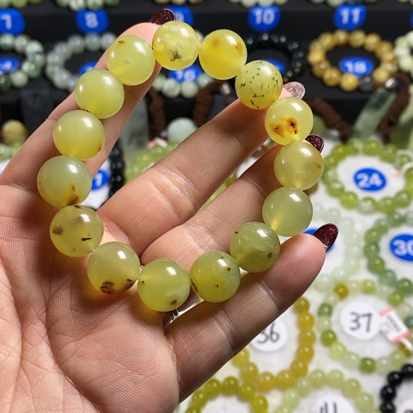 【闪购商品】蛇纹石玉手链未镶嵌卡14