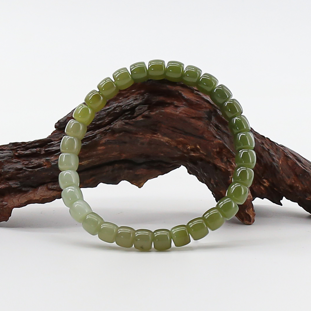 AD368和田玉青海青渐变色-精品手串（礼盒+证书）