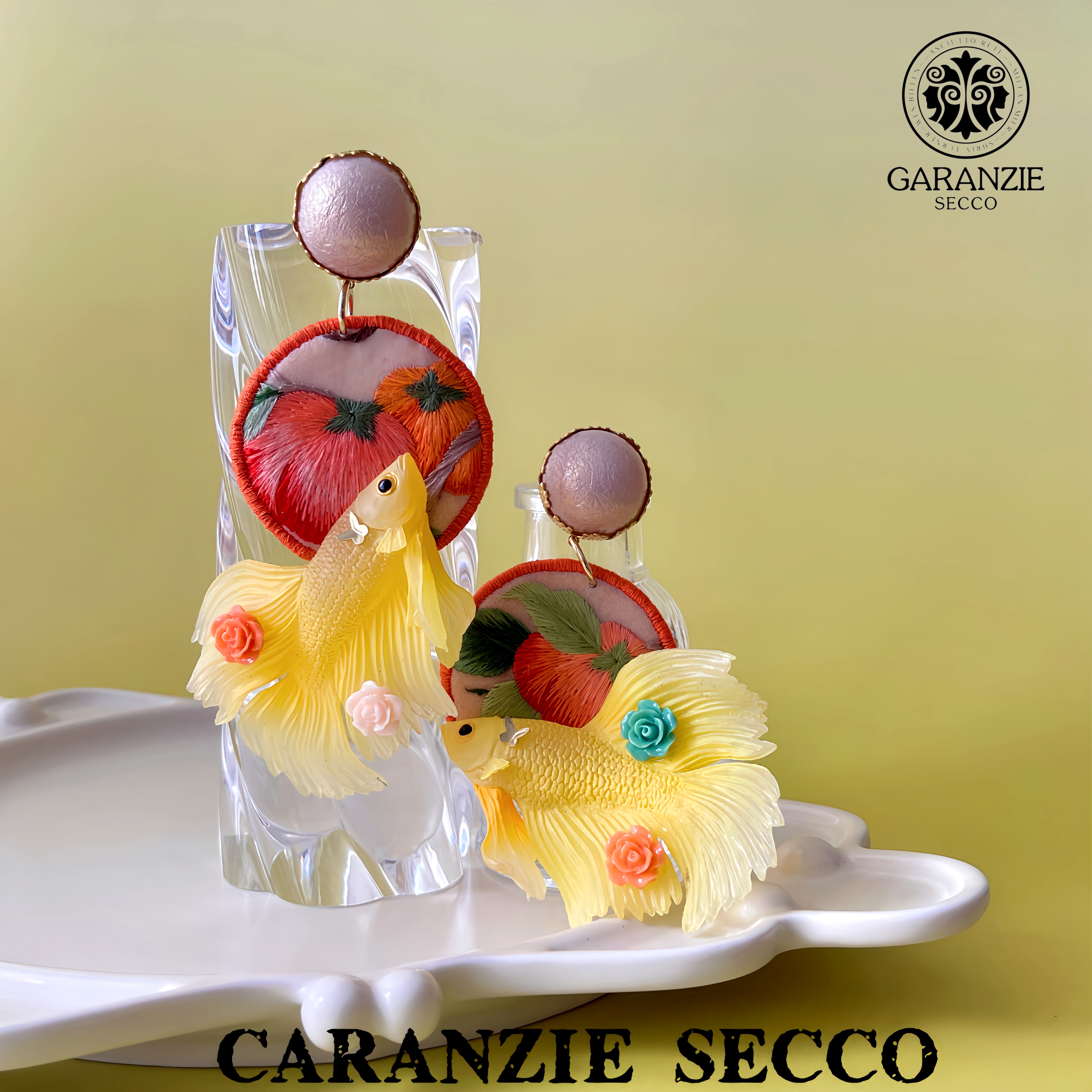 铜合金树脂耳饰 【3284】创意设计时尚小众气质手工DIY锦鲤耳环