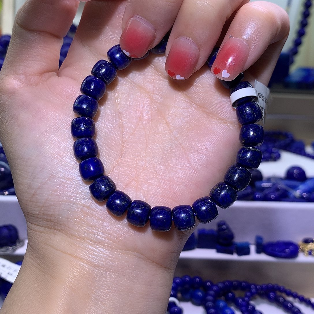 青金石未镶嵌天然原矿老型直切手串8m+