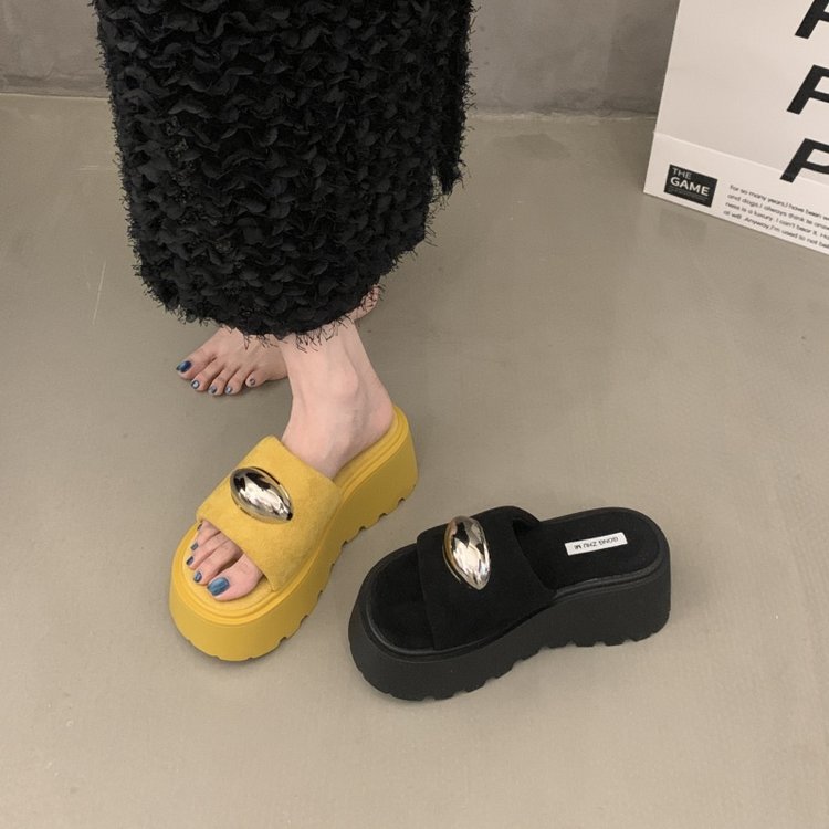 厚底拖鞋女外穿2025夏季新款黑色绝美仙女风时尚高级感沙滩凉拖鞋