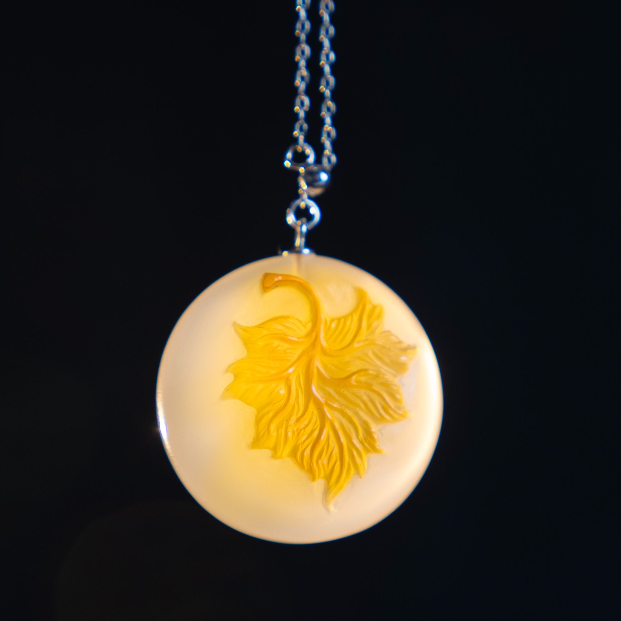 天然玛瑙精工雕琢定制吊坠雕枫映红平安扣挂件纯手工雕刻