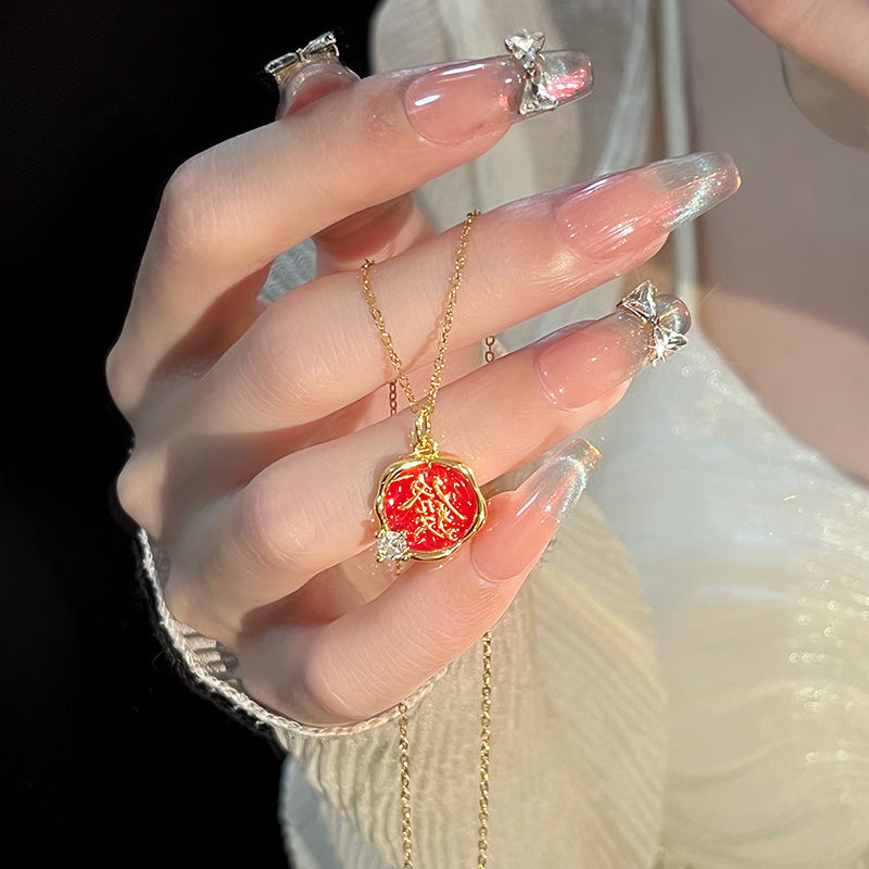 铜合金亚克力吊坠 女小众设计气质国潮时尚百搭锁骨链配饰送礼物