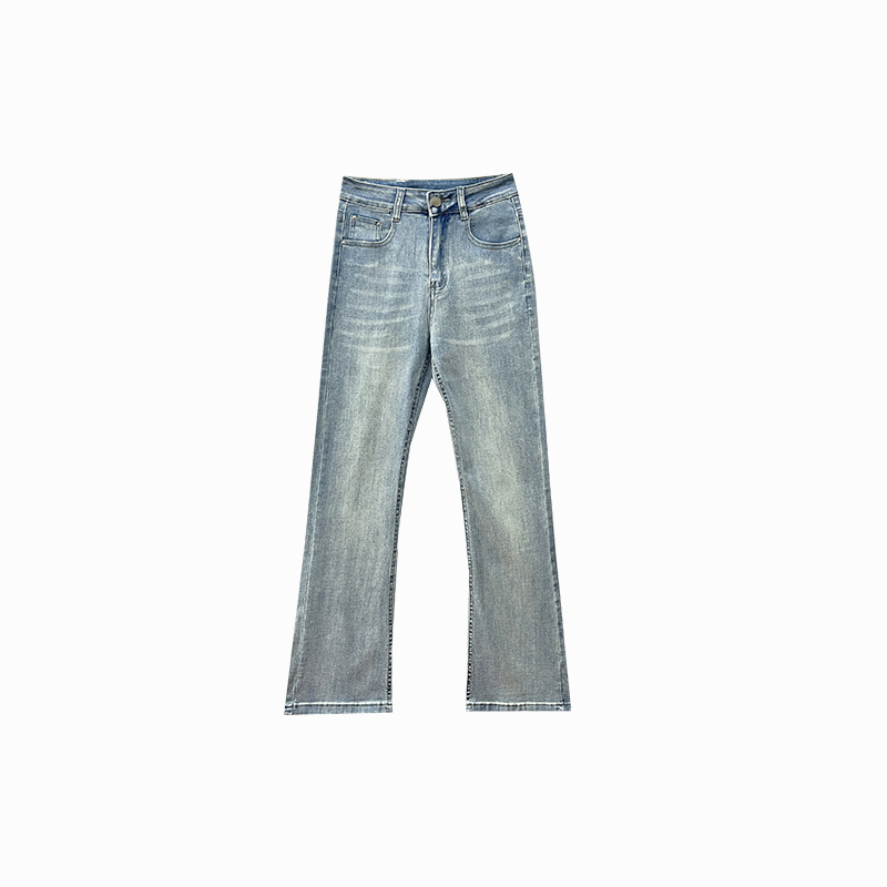 （女装）9949 蓝色高腰显瘦弹力微喇牛仔裤美式做旧风格