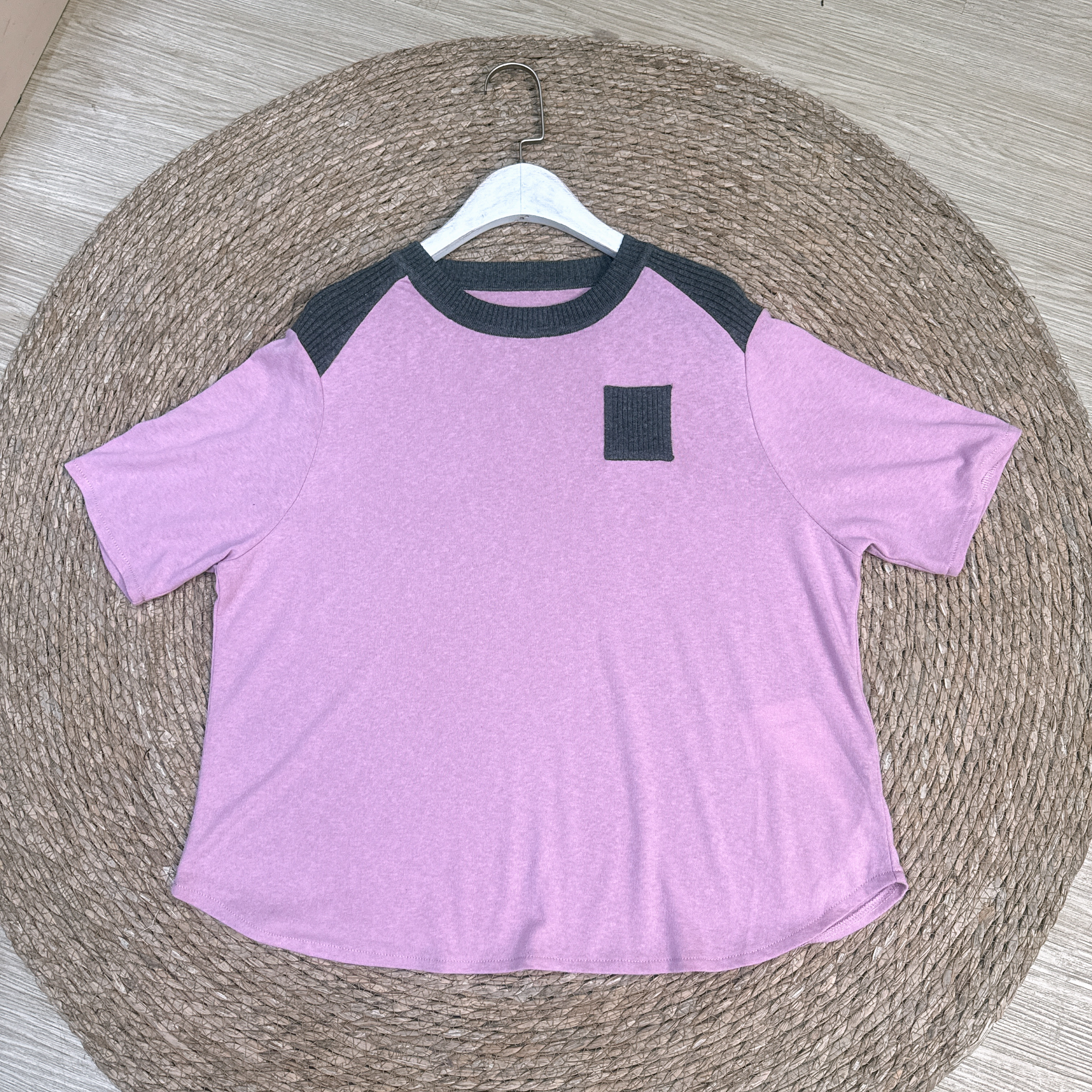 2025艺棉棉夏季新款拼色圆领短袖减龄时尚百搭网红款T恤上衣6675