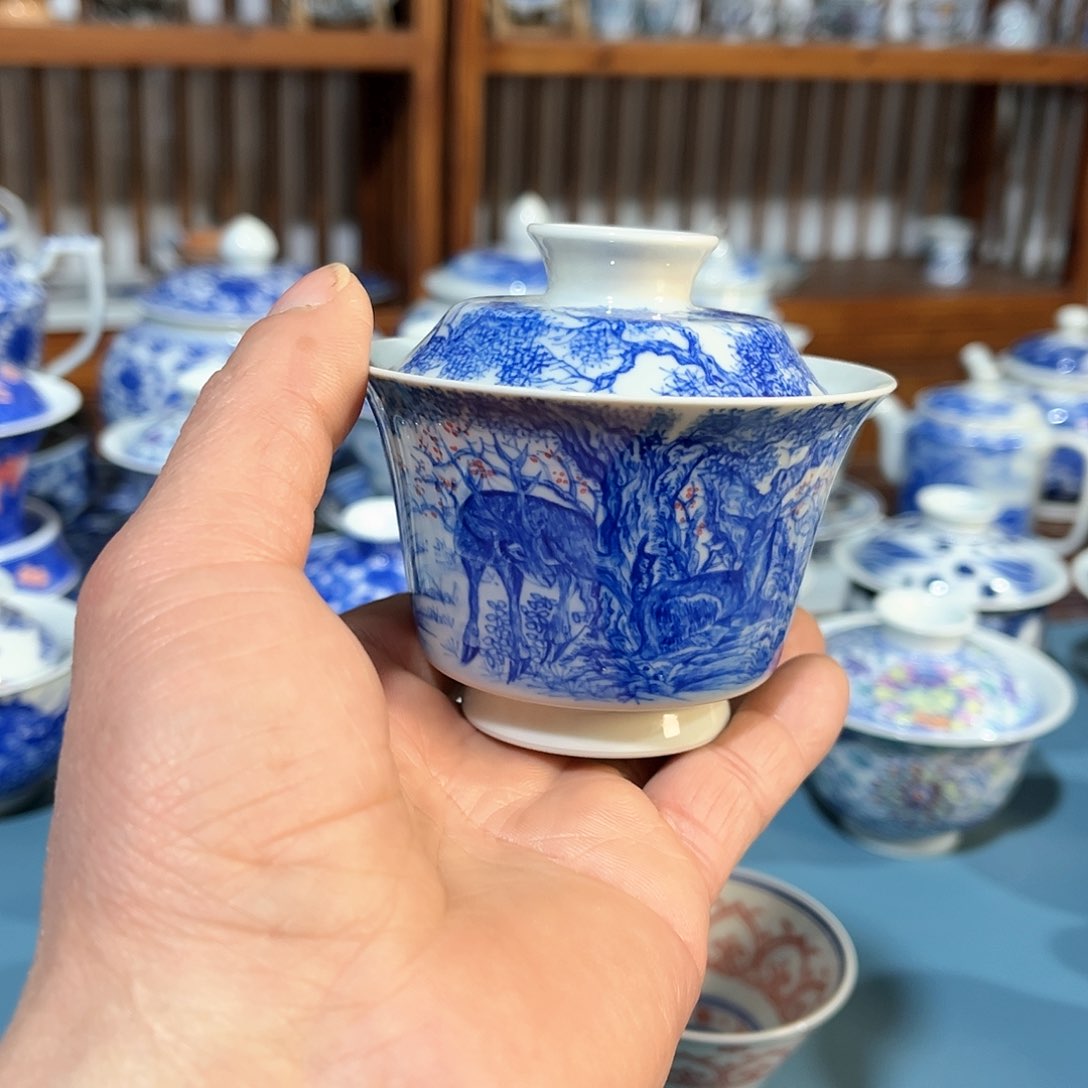 錡镇堂手工手绘盖碗