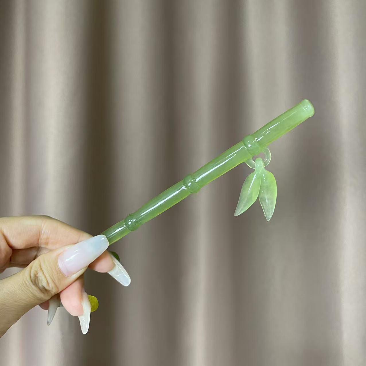 【永夜星河】岫玉竹节翠翠发簪