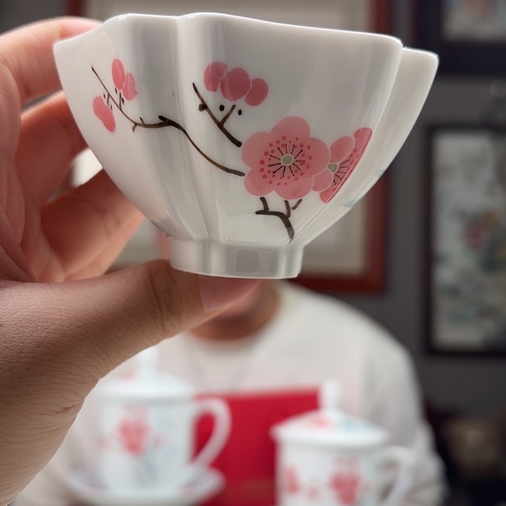 7501翠竹红梅花口杯