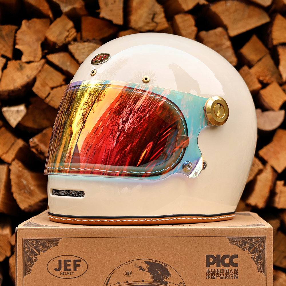 [JEF]台湾复古摩托车春秋头盔3C男女踏板机车巡航覆式四季全盔