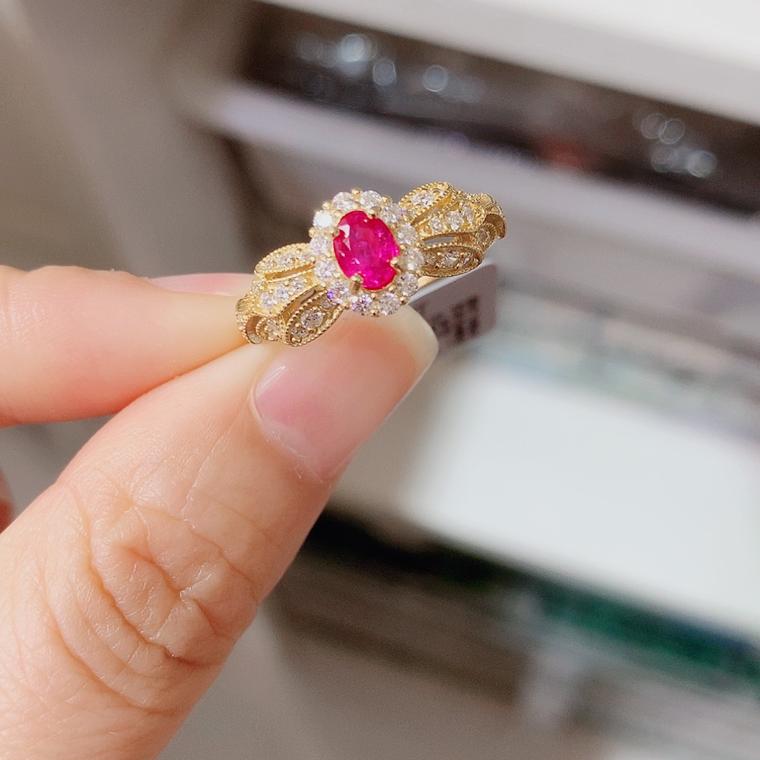 银S925镶嵌戒指红宝石