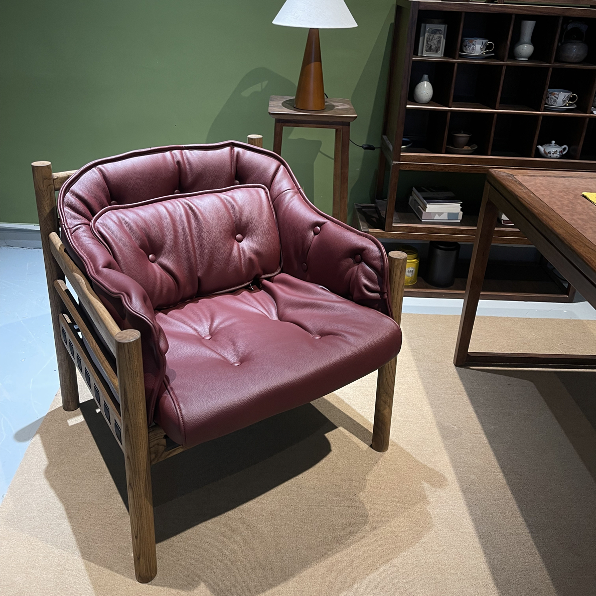 [头层牛皮维多利亚]头层油蜡牛皮休闲椅北美白蜡木 茶室客椅