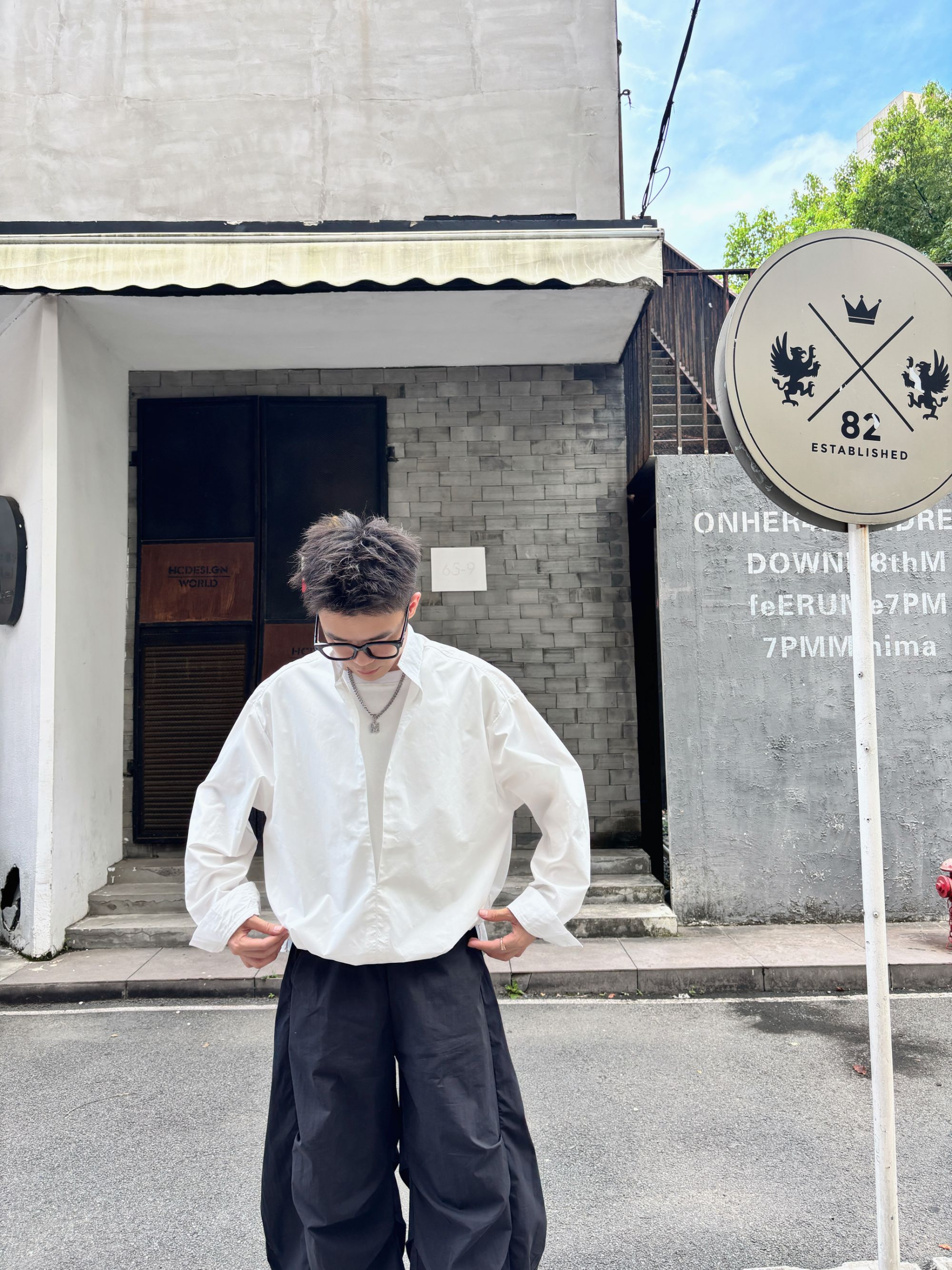 YC 原创短款假俩件衬衫 百搭设计感早秋穿搭宽松日常休闲衬衣