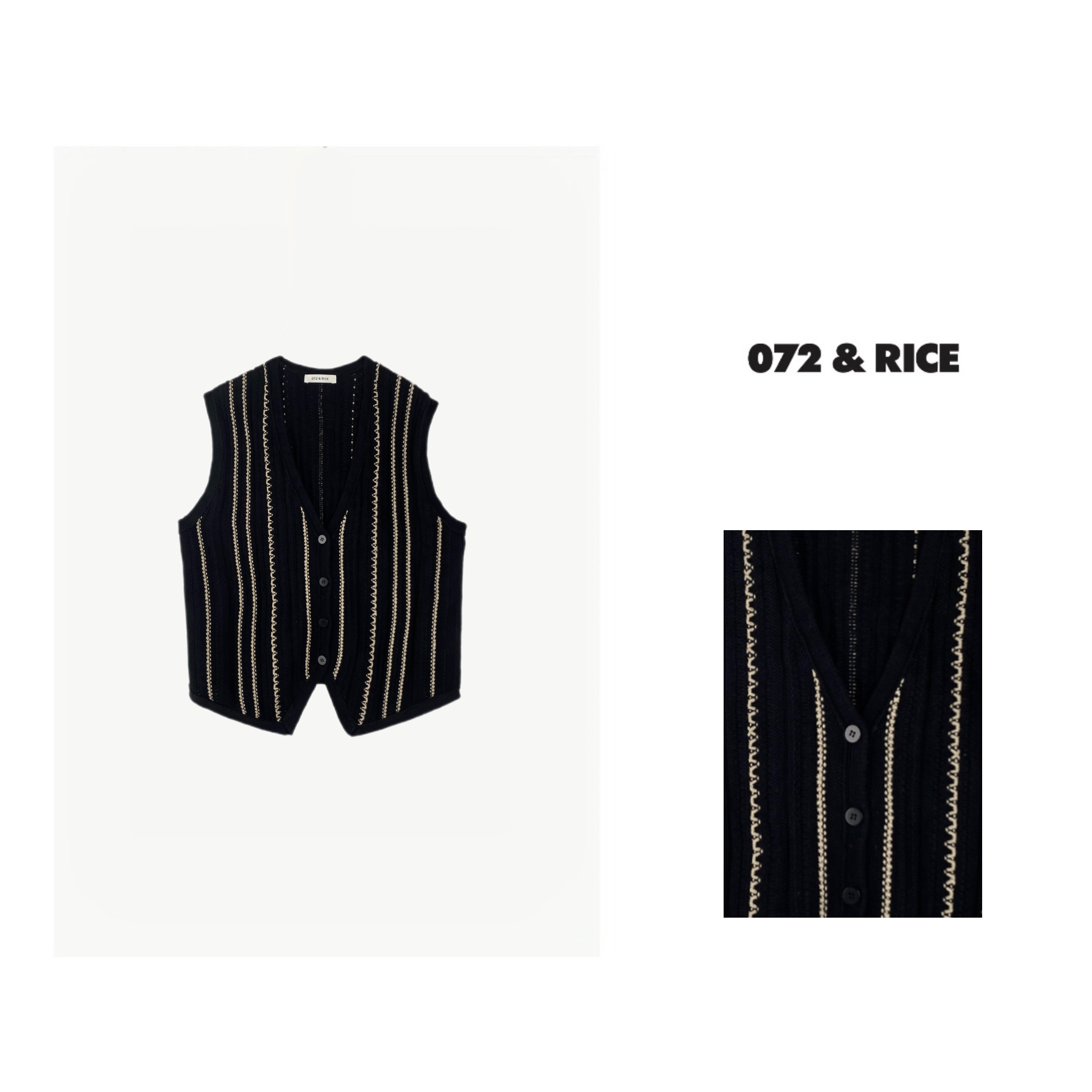 072 & RICE【流金岁月】秋季休闲V领无袖针织开衫马甲 JH027 FF126