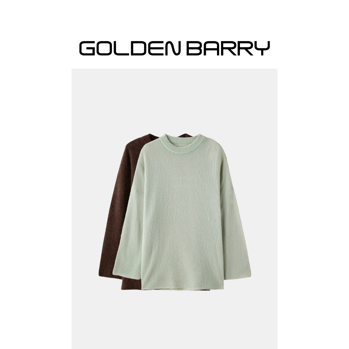 GOLDENBARRY|243085百搭女士简约针织长袖宽松圆领毛衣时尚【1】