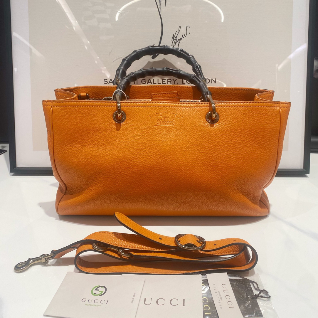 95新 GUCCI/古驰 Gucci古驰竹节手提包（15930） 