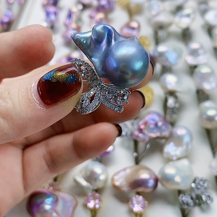 银S925镶嵌耳饰淡水珍珠w***y