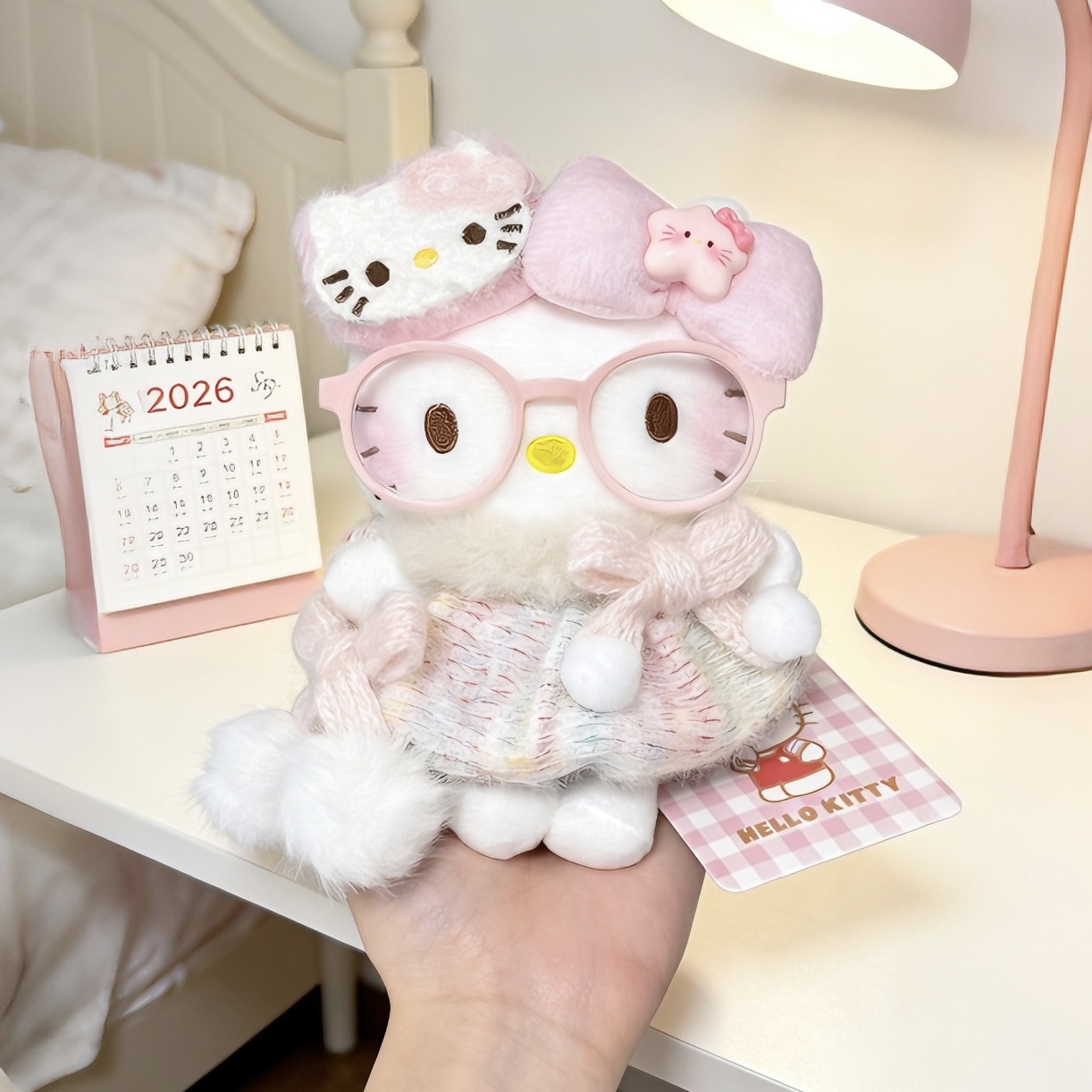 正版hellokitty毛绒粉桃kt三丽鸥包包挂件惊喜书包送人生日礼物女