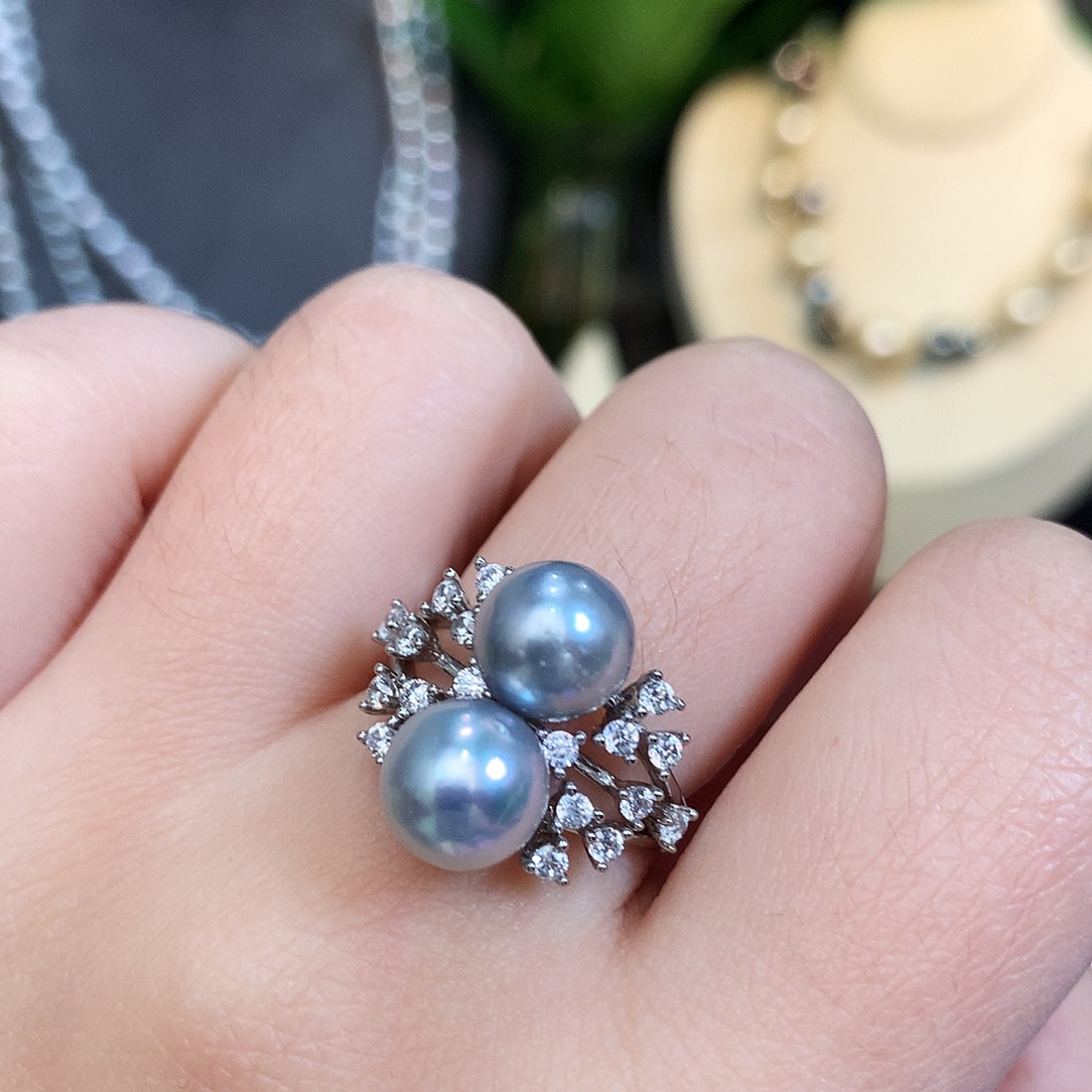 海水珍珠银S925镶嵌戒指