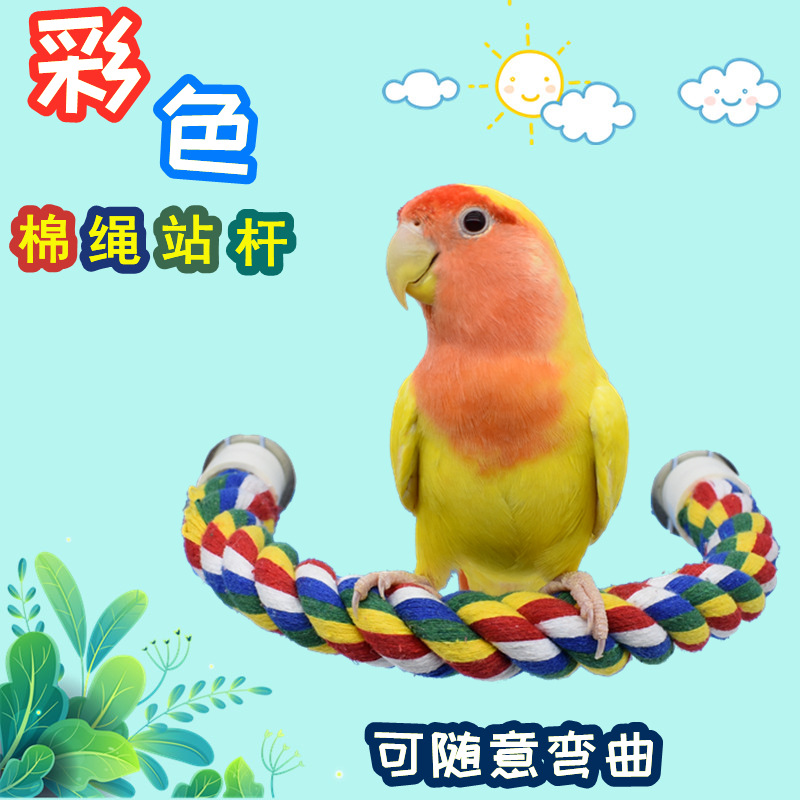 鹦鹉站架大站台彩色棉绳站绳虎皮站棍站杠站棒u型鸟站杆鸟笼用品