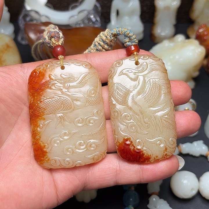 和田玉未镶嵌挂件羽*