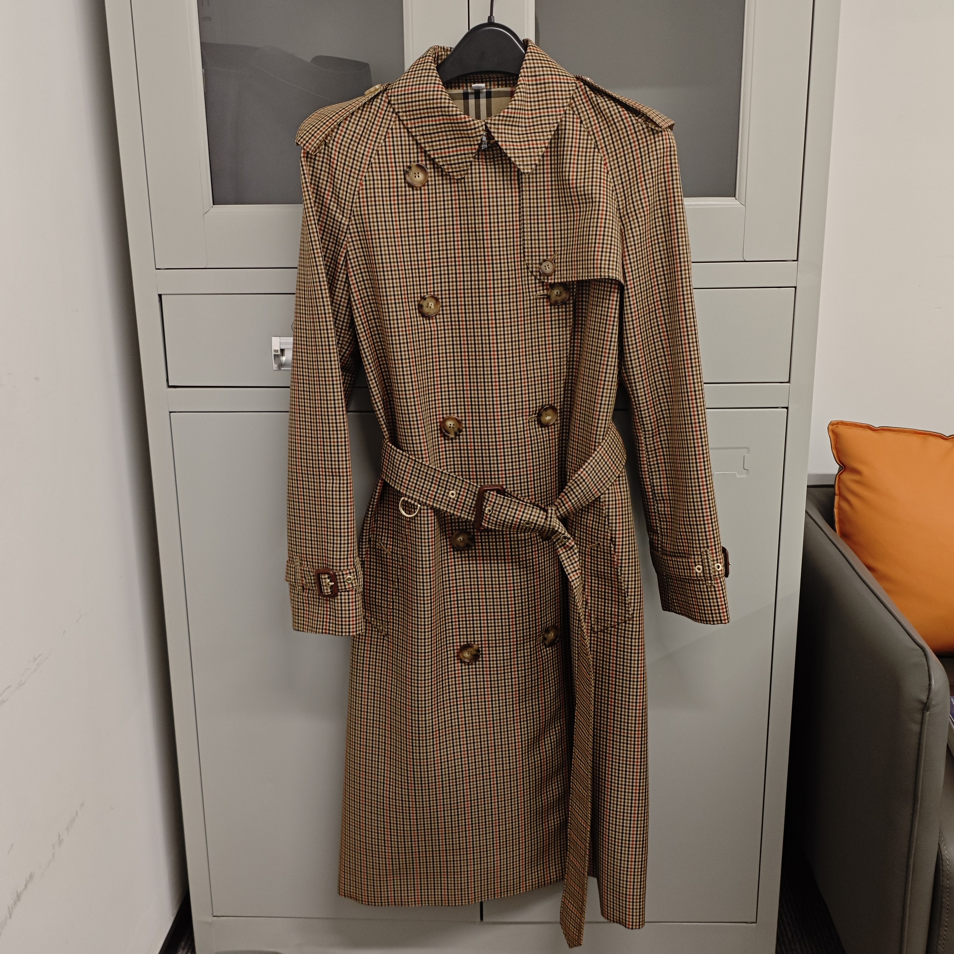 95新 BURBERRY/博柏利 麦殿/格子大衣36码棕色/241122LJJXH03