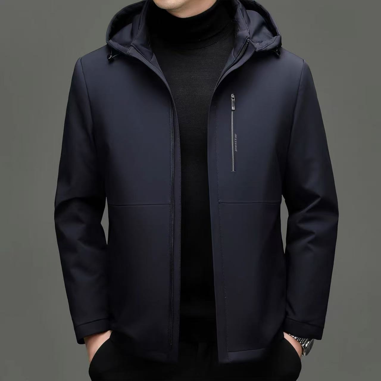 一衣三穿鹅绒羽绒服！锦氨面料！男士保暖休闲商务秋冬羽绒服-5872