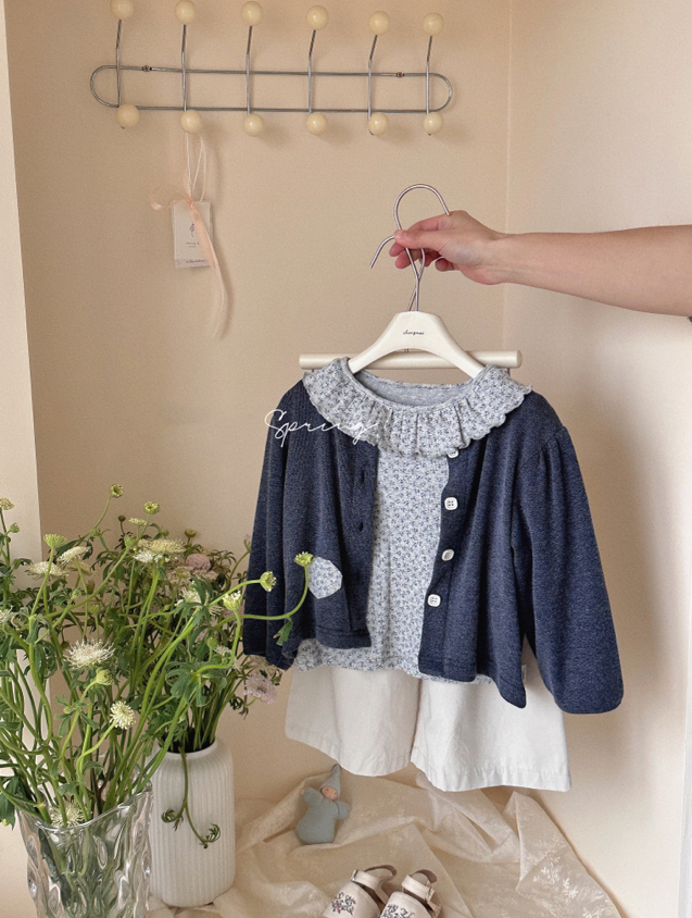 2025女童韩版开衫宝蓝色外套洋气百搭打底衫